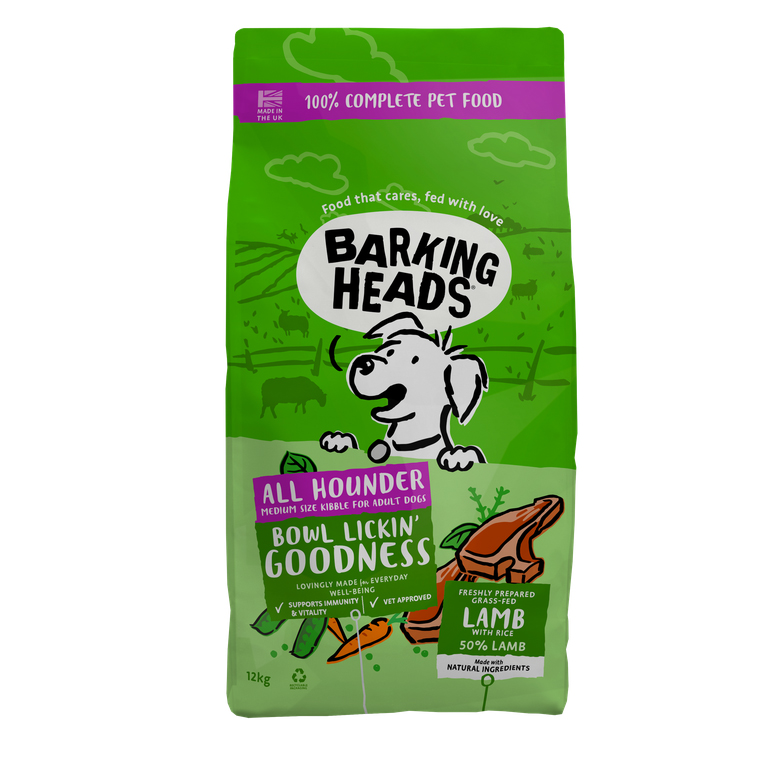 BARKING HEADS All Hounder Bowl Lickin Good Lamb 12kg,! POŠKODENÝ OBAL ! 
