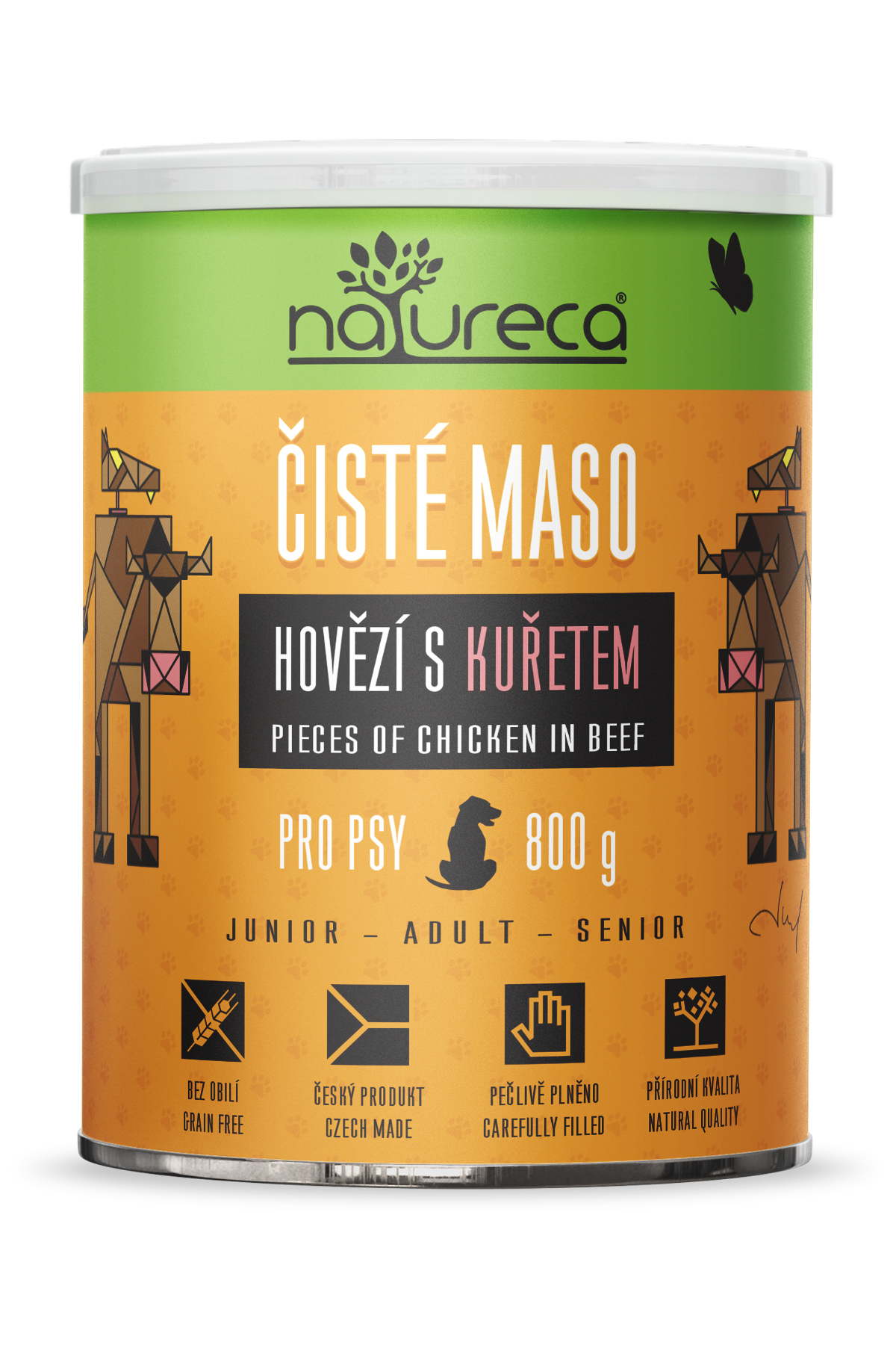 Hovädzie s kuraťom 800g - Čisté maso pre psov, konzerva