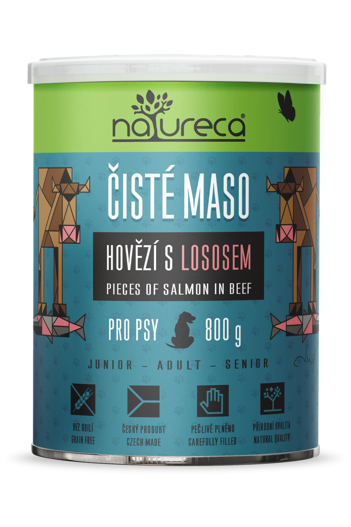 Hovädzie s lososom 800g - Čisté mäso pre psov, konzerva